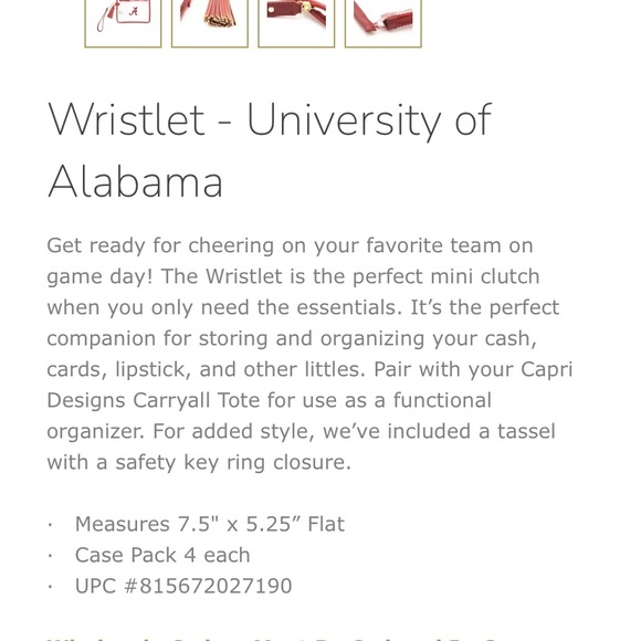 Capri designs University of Alabama clear wristlet bag - Picture 10 of 12
